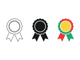 Collection of different style ribbon and medal icon