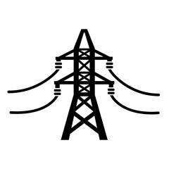 Power Transmission Tower Icon – Electricity Pylon Symbol for Energy & Infrastructure Design