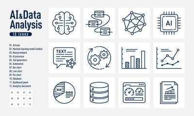 AI and Data Analysis Business Icon Set