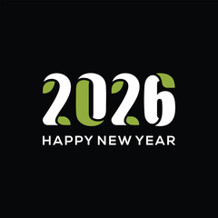 Happy New Year 2026 logo design. Typography text number 2026 New Year design graphic. word mark text 2026 symbol icon