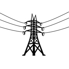 Power Transmission Tower Icon &ndash; Electricity Pylon Symbol for Energy & Infrastructure Design