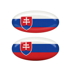 Two oval shaped slovak flags displayed side by side isolated on transparent background