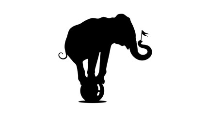 Elephant Circus symbol, black isolated silhouette