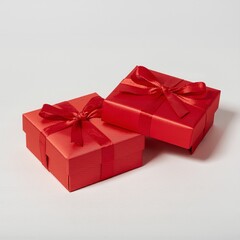 Fototapeta premium Red Gift Boxes with Ribbon Bows
