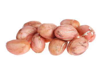 Peeled peanut kernels isolated on a white background