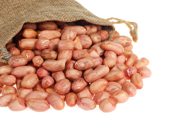 Peeled peanut kernels isolated on a white background