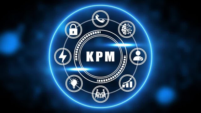 Digital KPM concept with icons for security communication innovation and growth key performance management