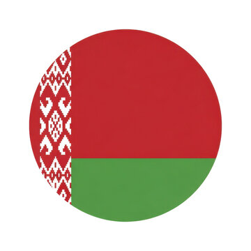 Circular belarusian flag emblem with traditional ornament isolated on transparent background