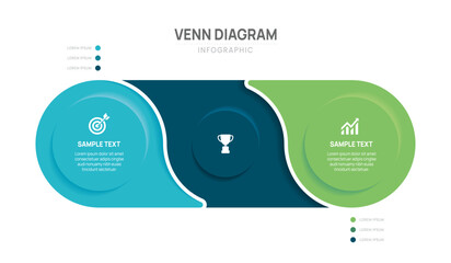circle venn diagram infographic template 2 area options business infograph vector illustration.