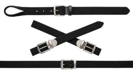 Black leather straps with buckles transparent background cutout png