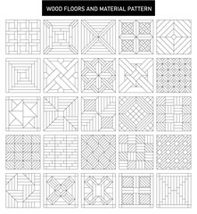 wood floor and material paatten-line, set of geometric seamless patterns