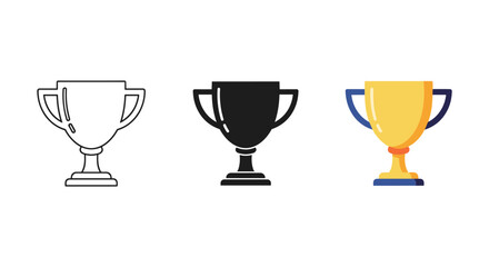 Trophy icons in different styles and colors