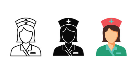 Nurse icons in various colors and designs