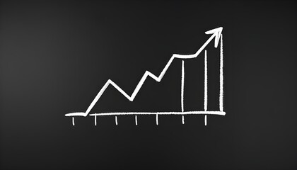 Business graph showing financial market growth with an upward arrow on a black background