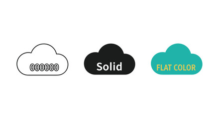 Cloud icon set with different styles and colors