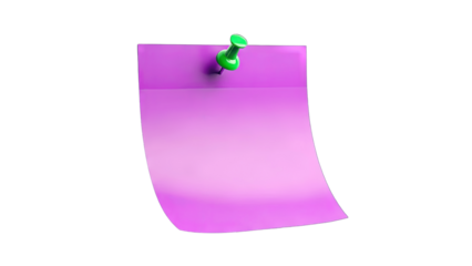 Purple Sticky Note Pinned on White Background