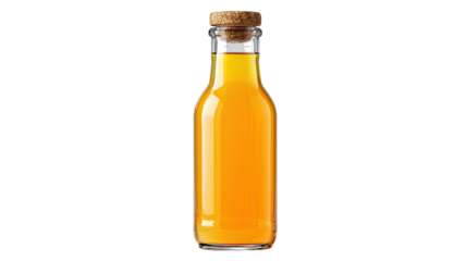 Brown glass beer bottle full of cold lager, isolated on a white background, perfect for a refreshing beverage