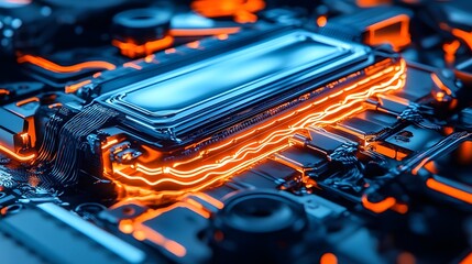 Complex car wiring, tech connections.