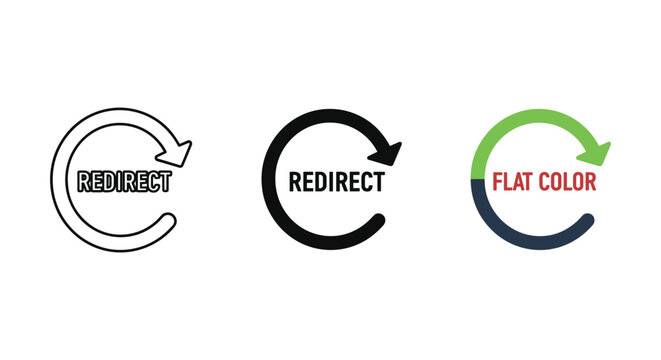 Redirect icon set in various styles and colors