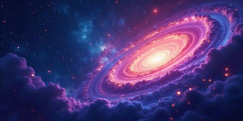 Celestial Vortex A cosmic swirl of vibrant nebulae and ethereal clouds, a breathtaking display of interstellar energy and otherworldly beauty.
