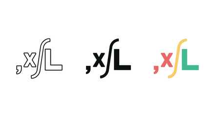 Mathematical symbol variations with different colors and styles