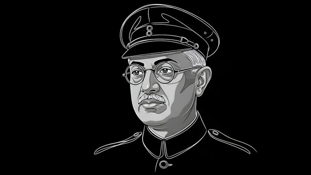 Republic Day Indian freedom leader Subhash Chandra Bose portrait art on 26 January and 15 August showing independence spirit army vision courage patriotism honor unity history