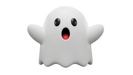 Cute cartoon ghost PNG isolated on transparent background, spooky Halloween character for graphic design and holiday projects