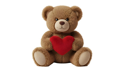 Obraz premium Cuddly teddy bear with red heart isolated on transparent background