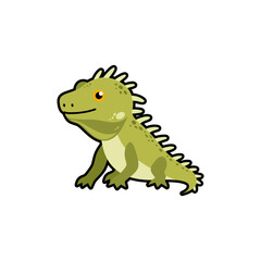 Obraz premium Cute green iguana cartoon character