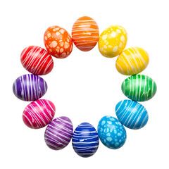 Fototapeta premium Vibrant Easter Eggs Circle on White Background