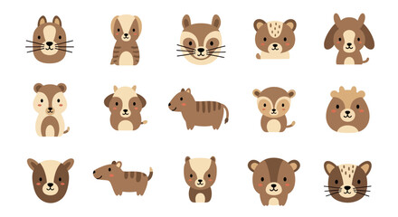 Cute Animal Faces: A Collection of Adorable Cartoon Characters.