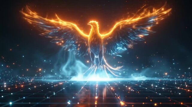 Digital Phoenix Rising: Fiery Bird Animation