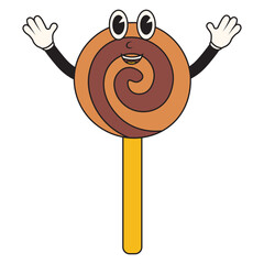 Retro Dessert Cartoon Character. Isolated on White Background.