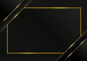 Elegant Black and Gold Frame Background with Luminous Accents