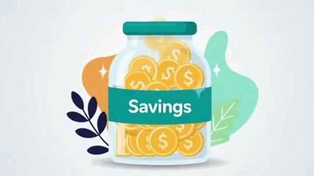 Savings 2D onboarding ui animation. Shaking jar with dollar coins. Investing saving money. Financial fund. Donation. Cash accumulation animated cartoon flat concept metaphor 4K video isolated on white