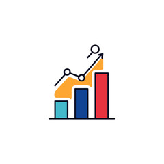 Financial Growth Icon Bar Chart, Arrow, Magnifying Glass