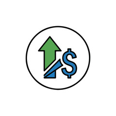 Financial Growth Icon with Dollar Sign and Arrow