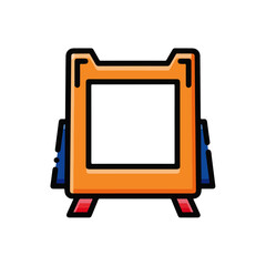 Flat Illustration of Orange Frame with Black Outline and Blue Accents