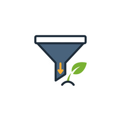 Funnel and Plant Icon Growth and Filtering Concept