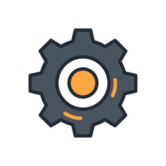Gear Icon Modern Cogwheel with Orange and Blue Colors