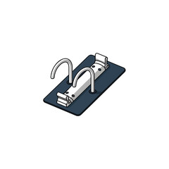 Isometric Binder Clip with Arched Rings, Office Supplies Icon