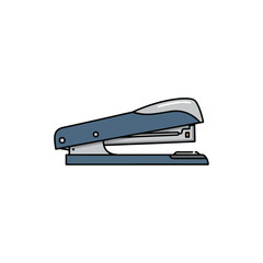 Minimalist Blue Stapler Icon on White Background