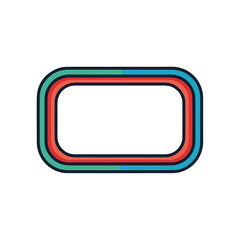 Retro Rectangular Frame Design with Colorful Stripes on White