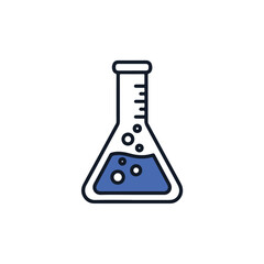 Science Lab Beaker with Blue Liquid and Bubbles