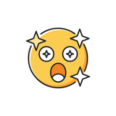 Shocked Emoji with Sparkles Expressive Digital Icon Design