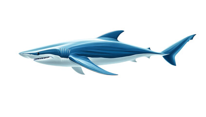 Fototapeta premium Illustration of a Blue Shark Swimming in a Transparent Background Marine Environment