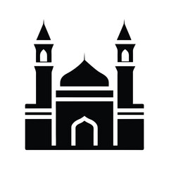 Kaaba With Twin Minarets Icon Vector Illustration