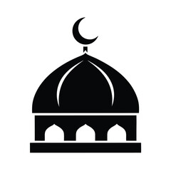 Mosque Dome With Crescent Moon Icon Vector Illustration
