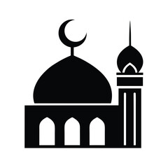 Mosque With Dome Crescent Minaret Icon Vector Illustration