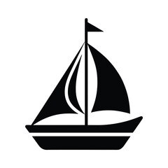 Sailing Boat With Flag Icon Vector Illustration